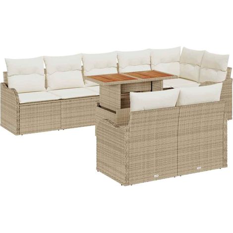 Maison Exclusive - Set Divano da Giardino con cuscino 9 pcs beige e panna