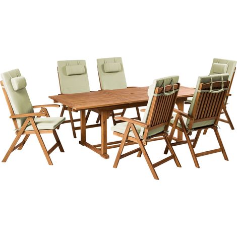 Gartenmöbel Set 6-Sitzer JAVA PREMIUM Akazienholz Grün