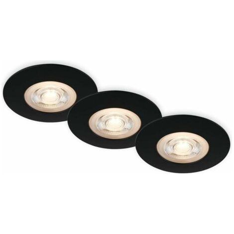 Pair Set mit 3 LED-Einbauleuchten für die Decke, ultradünne Einbauleuchten, Badezimmer-Einbaustrahler, IP65 Badezimmer-Einbaustrahler, mattschwarz, 90 x 25 mm (Durchmesser x Höhe)