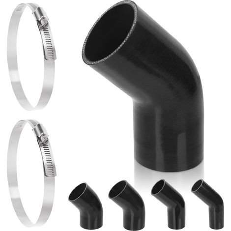 3Pcs 3 pouces - 76mm 45 degrés coude 4 plis en Silicone renforcé avec 72-95mm 304 acier inoxydable T Kit de serrage de tuyau pour Intercooler d’admission Turbo (1/5)