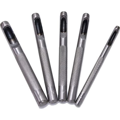 Sollbry 5-teiliges Stahl-Hohllocher-Set, Heimwerkerwerkzeug, Siegel, Gürtellocher, Lederlocher 2 mm/3 mm/4 mm/6 mm/8 mm (1/5)