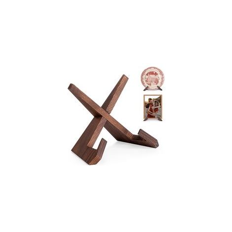 Présentoir en bois pour assiettes - Socle chevalet en bois (1 pièce), support photo de table, support pour cadres - 16,6 cm (1/5)