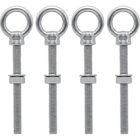 Boulon à œil M10 - Lot de 4 - Acier inoxydable 304 - Fixation robuste - Usage extérieur et intérieur - 100 mm (1/5)