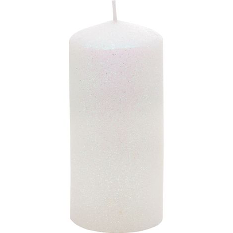 Kerze MagicHome Weihnachten, 5,5x12 cm, zylindrisch, weiß, mit Glitzer (1/2)