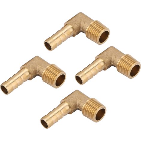 4 Stück Messing-Winkel-Schlauchanschluss mit Außengewinde G1/4" 8 mm (1/5)