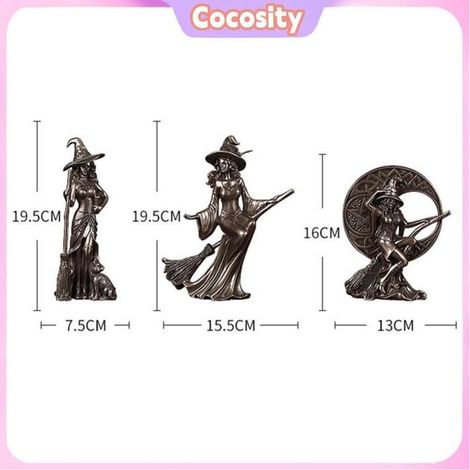 Statue décorative - COCOSITY - Sorcière - Résine plaquée cuivre - Noir/Cuivre - Gardien décoratif (1/5)