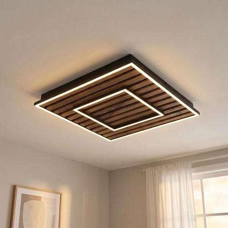 Deckenlampe Deckenleuchte Panel Holzlampe Wohnzimmerlampe 2 Stufen LED L 45 cm