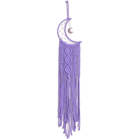Attrape-rêves Lune en macramé - Décoration murale bohème tissée à la main