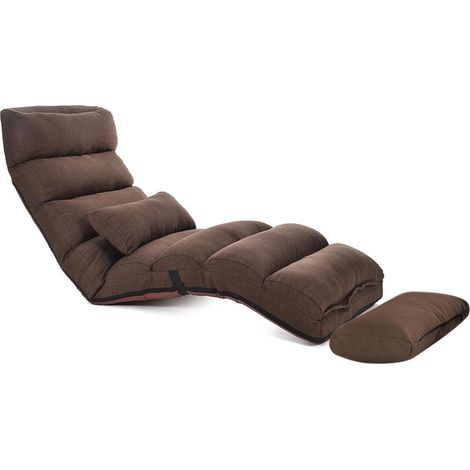 Canapé-lit simple, chaise longue réglable multi-positions avec dossier réglable et coussin, canapé-lit pliable amovible pour salon et chambre à coucher (couleur foncée) (1/5)