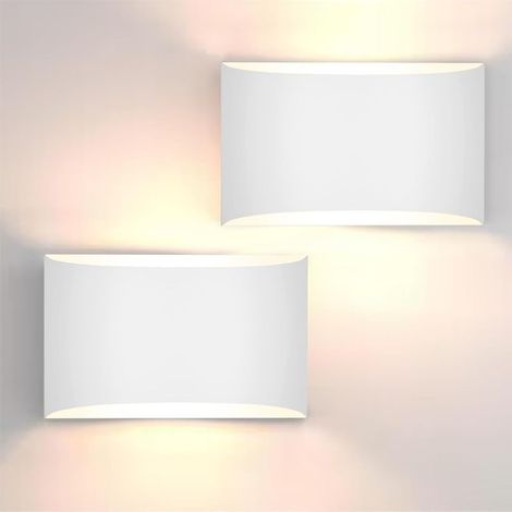 Applique murale LED semi-circulaire blanche 7W blanc chaud, lot de 2, design moderne avec éclairage vers le haut et le bas, luminaire décoratif pour couloir, entrée, chambre et salon (1/5)