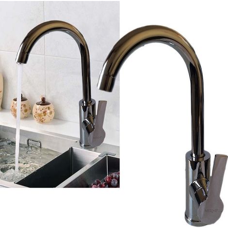 TrAdE Shop Traesio - Miscelatore Rubinetto Lavabo Lavello Cucina Acciaio Cromato Monocomando - (1/3)