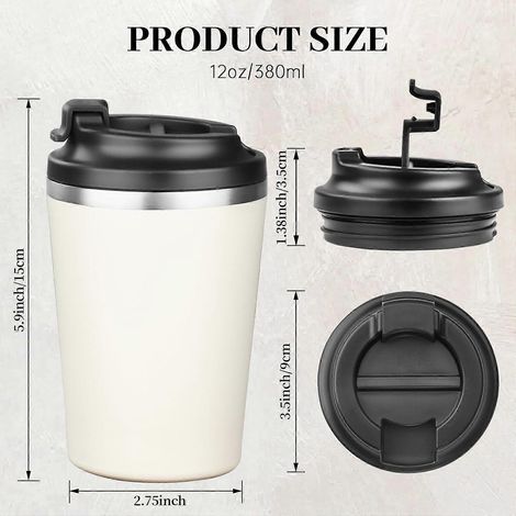 Tasse de voyage en céramique 12oz crème hermétique double paroi (1/4)