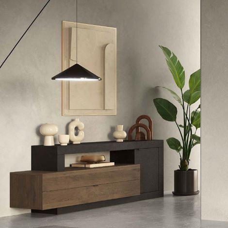 Madia soggiorno 1 anta 2 cassetti L159x65x42 cm - Freedom LAVA / MERCURE
