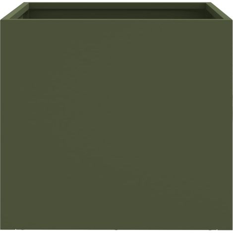 vidaXL Fioriere da Giardino 2 pz Verde Oliva 32x30x29 cm in Acciaio