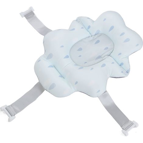 Siège de bain pour bébé universel flottant et pliable, tapis de soutien doux et confortable pour baignoire bébé, avec goutte d'eau bleue (1/5)