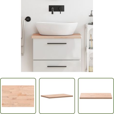 Bois de hêtre - Comptoir de salle de bain 60x40x2,5 cm bois massif de hêtre (1/5)