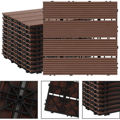 Wolketon 44 piastrelle da giardino ad incastro in legno composito WPC 30 x 30 cm, pavimentazione per esterni in stile classico