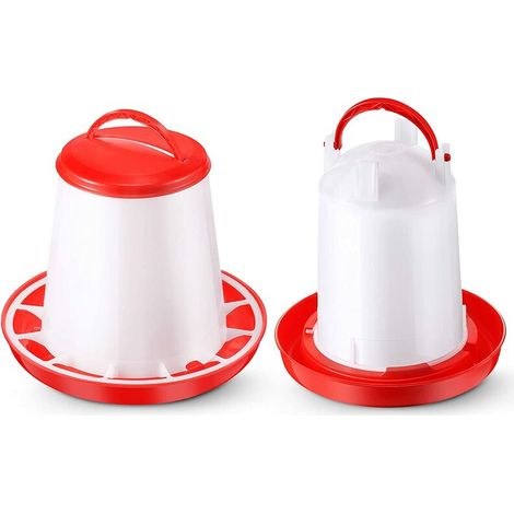 VURAHOME - Mangeoire et abreuvoir pour poussins Mangeoire à volaille suspendue Fontaine à volaille en plastique Abreuvoir à volaille pour ferme, poulailler, poulet, abreuvoir 1,5 L et mangeoire 1,5 kg (1/5)