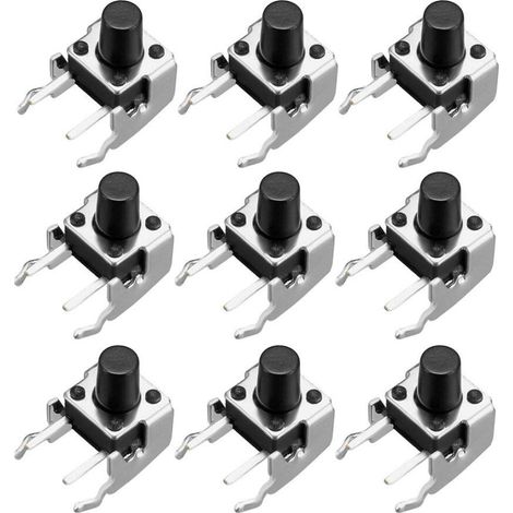 15er Drucktaster 6x6x8mm 2 Pin DIP Leiterplatte, Tastkontakt, momentane Schaltung, Durchsteckmontage (1/4)