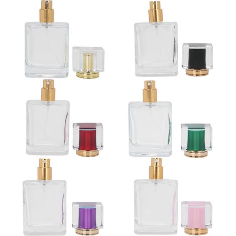 Lot de 6 flacons de parfum en verre rechargeables, vides, de 50 ml. Vaporisateur/distributeur de parfum. (1/5)