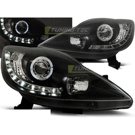 Paire de feux phares Peugeot 107 05-11 Angel Eyes LED noir-27361706