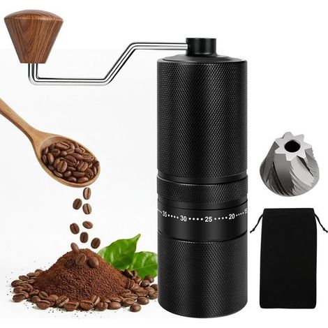 Moulin à café manuel – 60 réglages – Mécanisme conique inox – 28 g – Aluminium – Voyage (1/5)