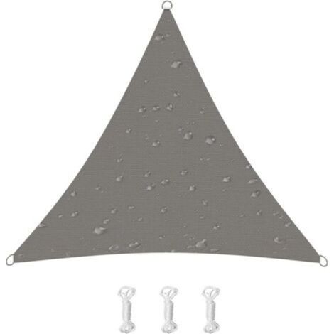Voile d'ombrage triangulaire, protection UV, tissu Oxford, pour terrasse, balcon, jardin (2,4 x 2,4 x 2,4 m, gris) (1/5)