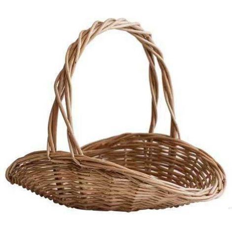 Panier à Pique-nique - Panier Tressé Main en Osier Naturel avec Couvercle - Pour Pique-nique Jardin Fruits ou Arrangements Fleurs - Taille Grande 28 x 24 x 23 cm (1/5)