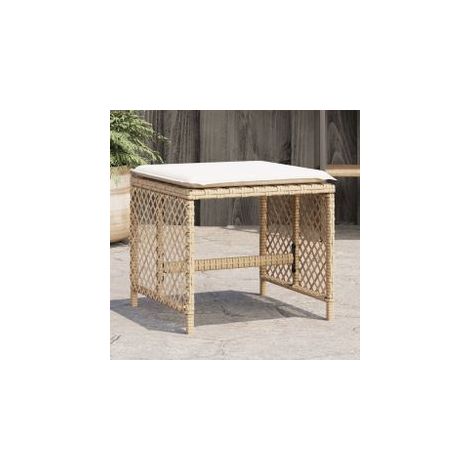 Tabourets de jardin avec coussins 4 pcs beige 41x41x36 rotin (1/5)