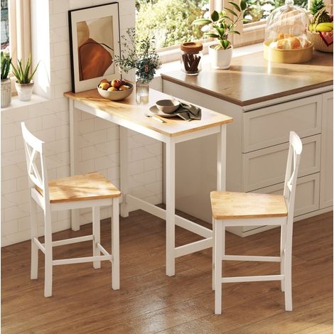 Bartisch in Eichenoptik 108 x 48 x 91 cm für 2 Personen weiß OKMYHOME (1/5)