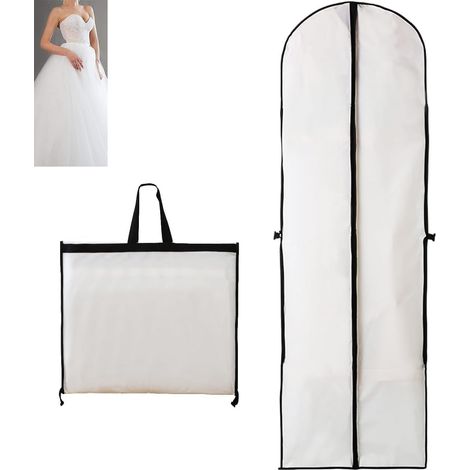 Housse pour robe de mariée, 60 x 180 cm, imperméable, longue, avec fermeture éclair, pour robes et costumes. (1/5)