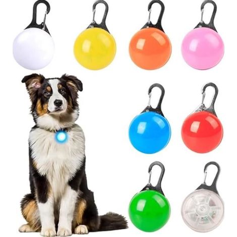 Lot de 8 pendentifs lumineux pour animal de compagnie : lumière clignotante LED pour chien, lumière de sécurité à clipser, collier (1/4)