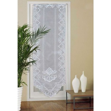 Rideau en dentelle 60cm x 180cm – Semi-transparent avec motifs floraux – Installation facile avec passe-tringle – Lavable en machine (1/3)