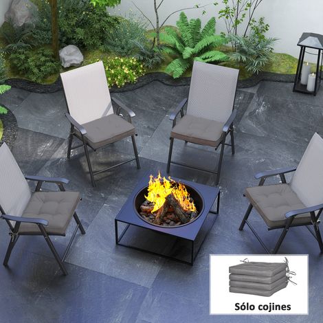 Set di cuscini impermeabili per sedie da pranzo e da giardino con 2 lacci di fissaggio, 42x42x5 cm, grigio scuro.