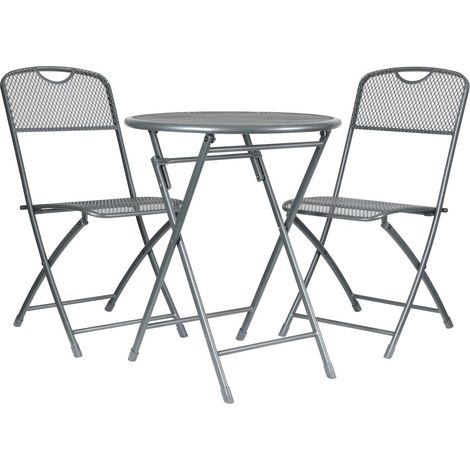 Balkonset Estera Stahl eisengrau Tisch Ø 60 H 72