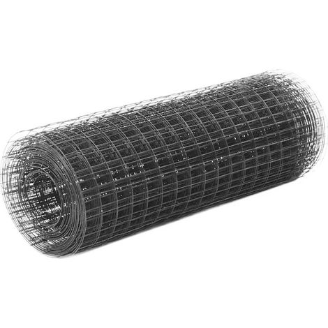 Clôture en fil d'acier avec revêtement PVC, 10 x 0,5 m, grise (1/4)