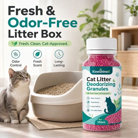 KineShineX Katzenstreu-Deodorierungsgranulat, frisches und desodorierendes Granulat für Katzentoiletten, langanhaltender Duft, beseitigt Gerüche. (1/5)