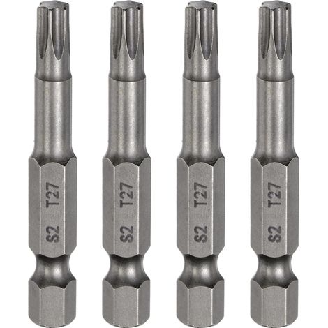 4Pcs Embout Tournevis T27 Tête Torx Tige Hexagonale 1/4" Acier S2 (1/5)