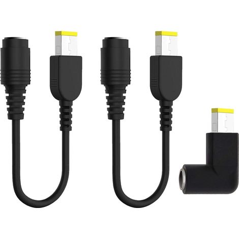 Lot de 2 adaptateurs d'alimentation 7,9 x 5,5 mm vers interface carrée et 1 convertisseur 90° L pour ThinkPad (1/5)