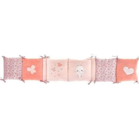 Tour de lit Lapinou - DOMIVA - Microfibre 100% Polyester - Adaptable - Rose - 30 x 180 cm