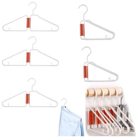 (Lot de 5) Cintres semi-pliables, cintres portables pour chemises et costumes – cintres pliables, organisateur suspendu léger, cintres gain de place, cintres de voyage pliables (1/5)