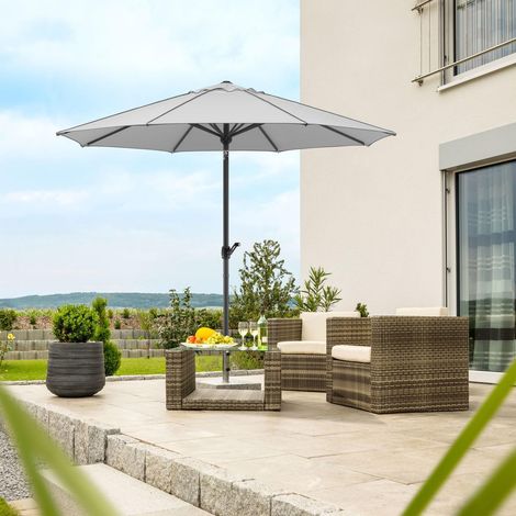 Parasol Adria de 300 cm de diamètre, gris argenté. (1/5)