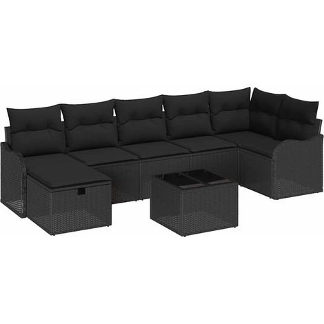 Maison Exclusive - Sofa Set mit Kissen mit Speicher 8 pcs Schwarz