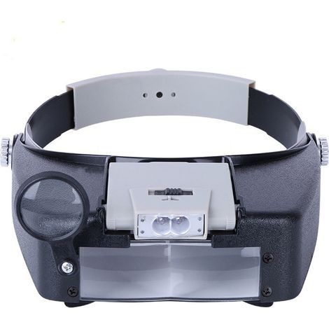 Bandeau Loupe Horloger Mains Libres Loupe avec Lumière Casque Loupe Grossissante avec LED Lumière, pour Horloger, Bijoutier, Lecture (1/5)