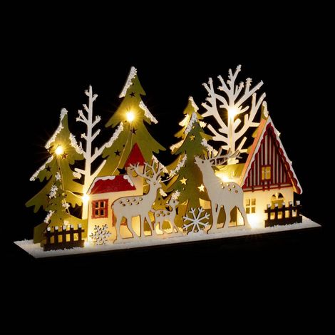 Decorazione d interni renna+coniglio 13 lampade pezzo di legno - Feeric lights & christmas
