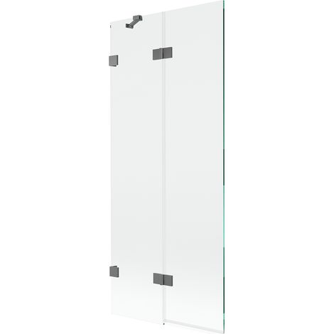 Mexen Lunar paratia per vasca da bagno 2-ante sinistra 80 x 150 cm, trasparente, metallo gun - 897-080-100-95-00-L (1/5)