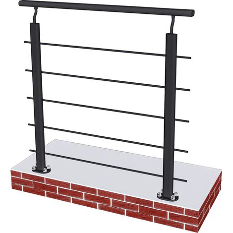 Garde-corps en aluminium noir mat 1m – Fixation verticale intérieure/extérieure – 5 barreaux résistants pour balcons et terrasses