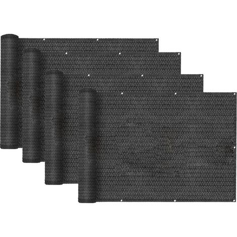 Brise-vue - JUANIO - Lot de 4 L300xH100 - HDPE haute densité - Noir - Œillets métalliques (1/5)
