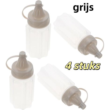 Lot de 4 flacons à épices, mini flacons souples étanches pour sauces et épices, pour barbecue et boîtes à bento, 3,2 x 8 cm, gris (1/5)