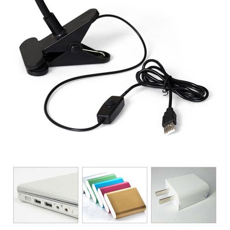Lampe de bureau LED avec pince, portable, réglable à 360°, lampe de lecture avec protection oculaire pour la maison et les dortoirs, deux vitesses d'éclairage (1/5)